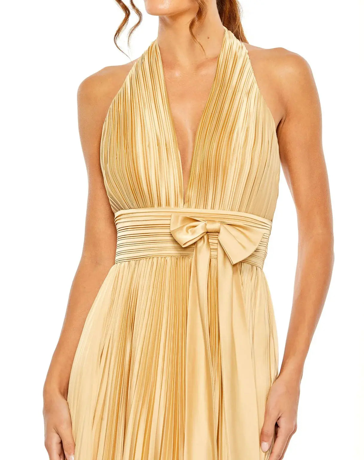 Robe de soirée longue Weitese, dos nu, coupe trapèze, sans manches, traîne courte, dos nu, plissée